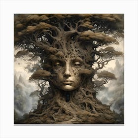 Tree Of Life Face of Time Canvas Print