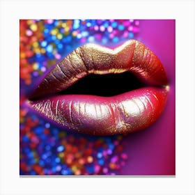 Colorful Lips With Glitter Canvas Print