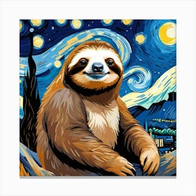 Starry Night Sloth Canvas Print