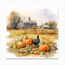 Farmhouse And Pumpkin Patch 2 Canvas Print