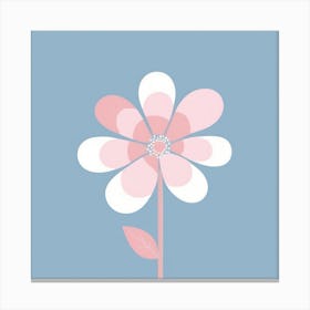 A White And Pink Flower In Minimalist Style Square Composition 15 Canvas Print