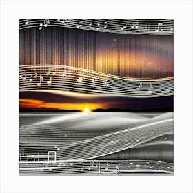 Sunset With Music Notes Canvas Print