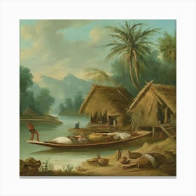 Village On The River Canvas Print