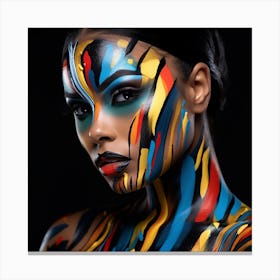 Beautiful African Woman With Colorful Body Paint Canvas Print