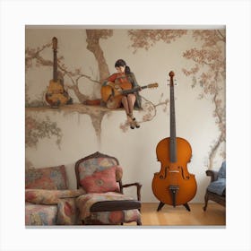 Girl And A Guitar Canvas Print