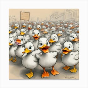 Ducks In Protest Canvas Print