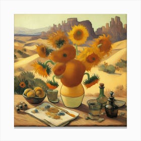 Van Gogh Painted A Sunflower Still Life In The Heart Of The Sahara Desert 2 Canvas Print