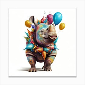 Rhino - Birthday Party Canvas Print