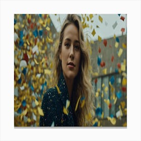 Woman In Confetti Canvas Print