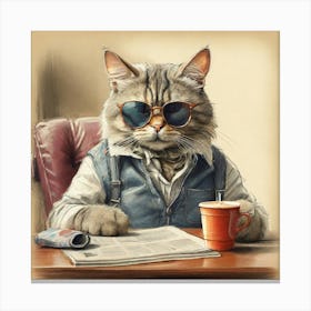 Cat With Glasses 9 Canvas Print