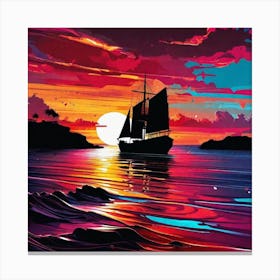 Sunset Sailboat 3 Canvas Print