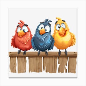 Birds On A Fence Canvas Print