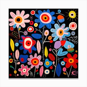 Flowers On Black Canvas Print