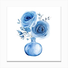 Watercolor Blue Floral 32 Canvas Print