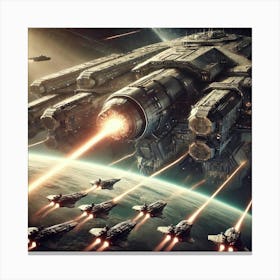 Fortified Martian Ship Deploying Planet Cracker Canvas Print