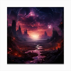 Dark Fantasy Landscape. Futuristic Fantasy Scene Canvas Print