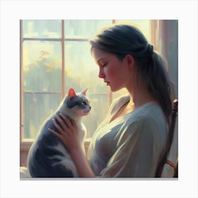 Cat and Woman Canvas Print