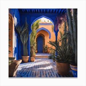 Blue Doorway In Morocco Canvas Print