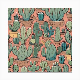 Cactus Seamless Pattern Canvas Print
