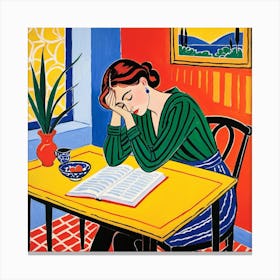 Woman Reading A Book 23 Canvas Print