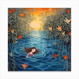 Mermaid In The Water Canvas Print