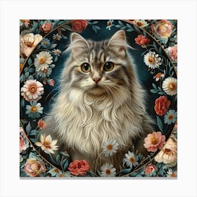 Lena1987 A Watercolor Illustration Of A Cat With Flowers In T 2c38dadc B637 4b91 96d0 5887660cb394 1 Canvas Print