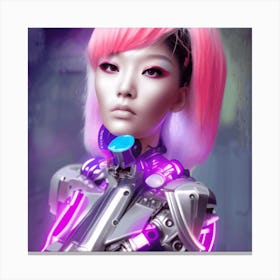 Futuristic Girl With Pink Hair Canvas Print