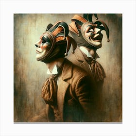 Two Clowns Art Print Canvas Print