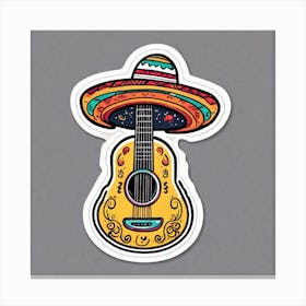 Guitar With Sombrero Canvas Print