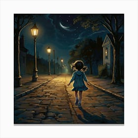 Default Slim Small Child Running Down A Dark Deserted Street O 1 Canvas Print