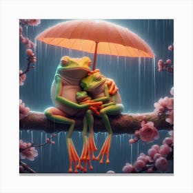 Frogs In The Rain 2 Canvas Print