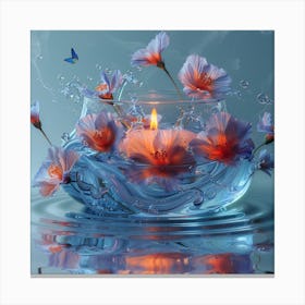 Flowers In Water Canvas Print