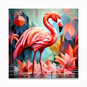 Cubism Art, Flamingo 3 Canvas Print