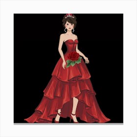 Girl In A Red Dress Canvas Print