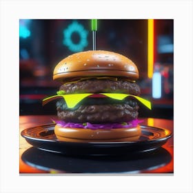 Neon Burger 15 Canvas Print