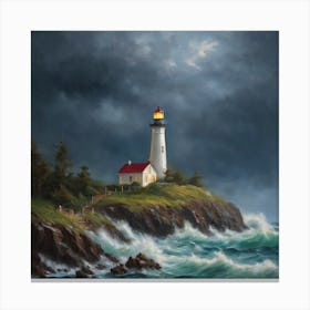 Lighthouse At Dusk Canvas Print