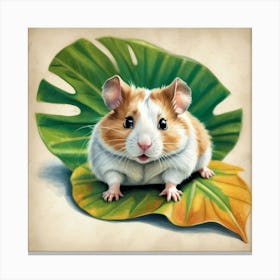 Hamster On Leaf Canvas Print