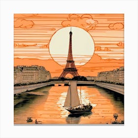 Sunset Over Paris Canvas Print