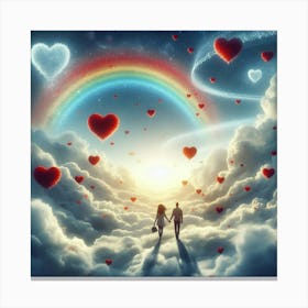 Couple With Rainbow In The Sky Canvas Print