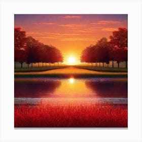 Sunset Over A Lake 11 Canvas Print