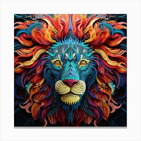 Colorful Lion Head Canvas Print