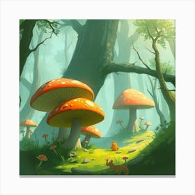 Mushrooms In The Forest 25 Toile