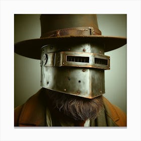 Portrait Of A Man Wearing A Helmet Canvas Print