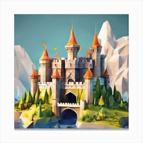 Low Poly Castle Canvas Print