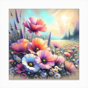 Poppies And Daisies Canvas Print