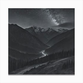 Beautiful Mountain Night Canvas Print