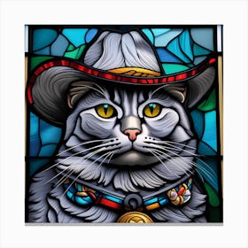 Cat, Pop Art 3D stained glass cat cowboy limited edition 46/60 Canvas Print