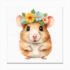 Floral Baby Hamster Nursery Illustration (62) Canvas Print