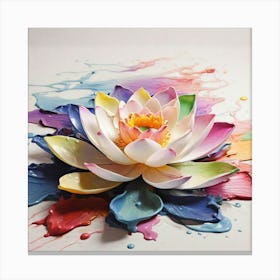 Lotus Flower Wet Paint Canvas Print