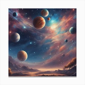 Planets In Space Canvas Print